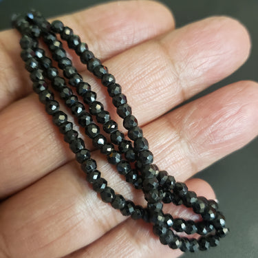 Natural Black Spinel Faceted Beads Strand. Length- approx. 13inch